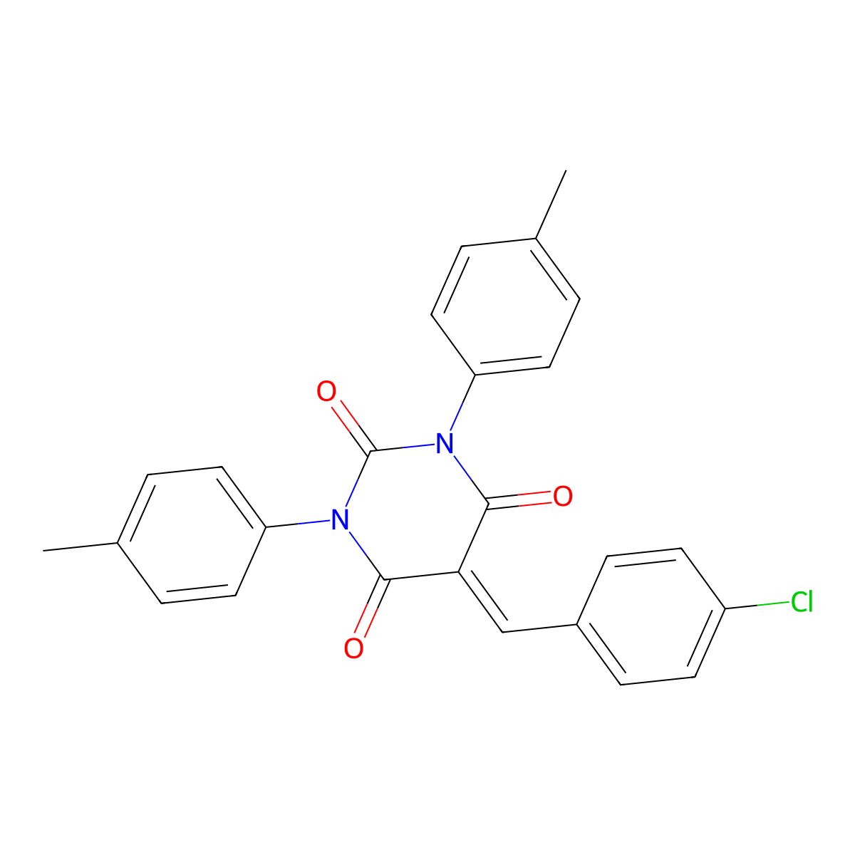 5-[(4-Chlorophenyl)methylidene]-1,3-bis(4-methylphenyl)-1,3-diazinane-2,4,6-trione molecular structure, CAS 313499-12-6