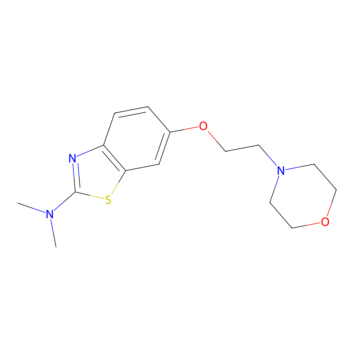 N,N-dimethyl-6-(2-morpholin-4-ylethoxy)-1,3-benzothiazol-2-amine molecular structure, CAS 313499-35-3