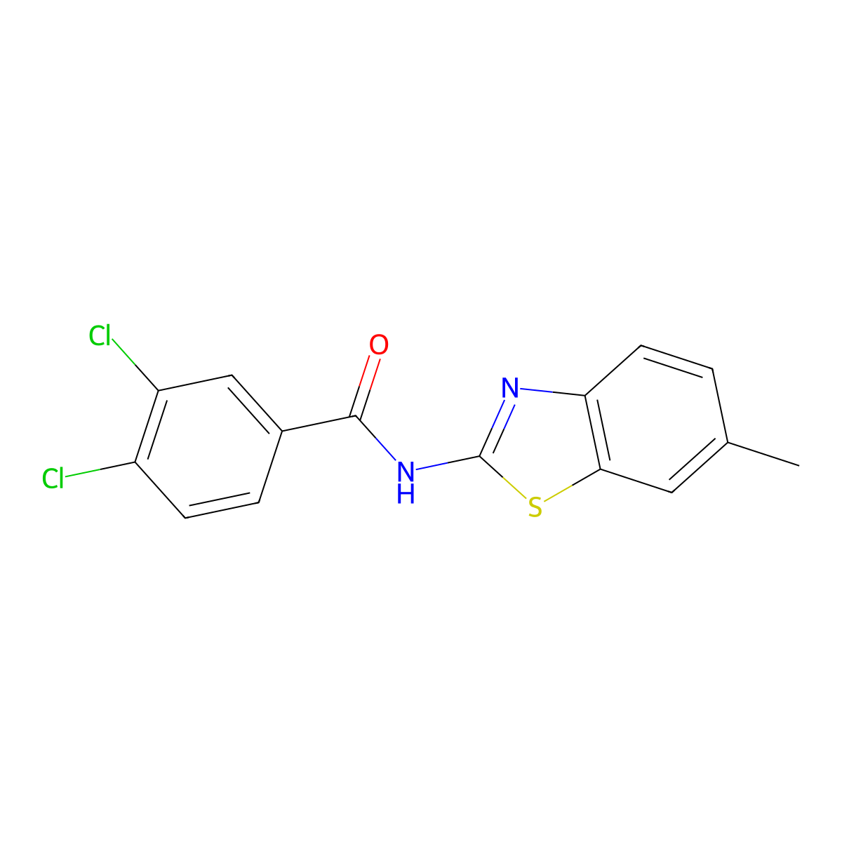 3,4-dichloro-N-(6-methyl-1,3-benzothiazol-2-yl)benzamide molecular structure, CAS 313499-71-7