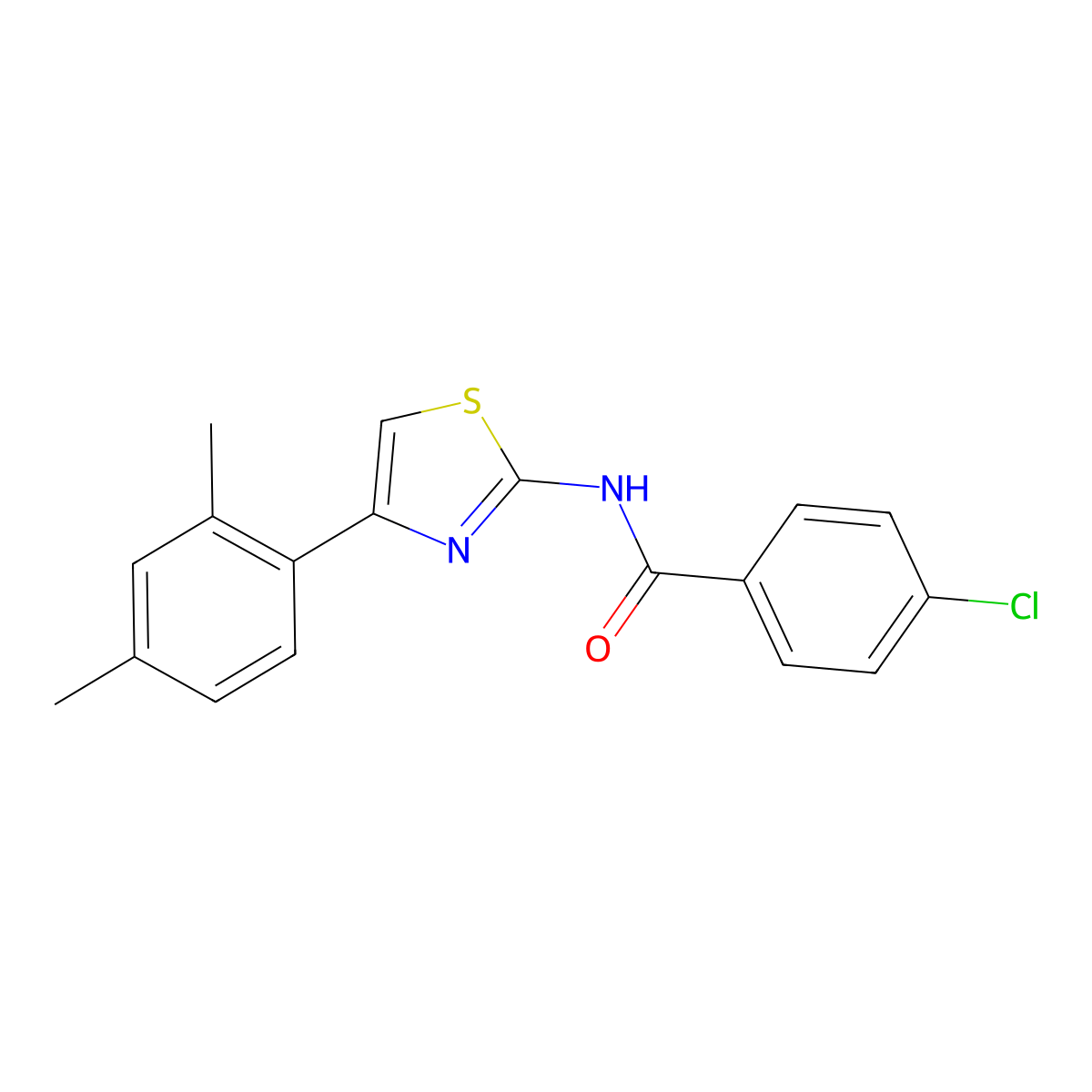 4-chloro-N-[4-(2,4-dimethylphenyl)-1,3-thiazol-2-yl]benzamide molecular structure, CAS 313499-83-1