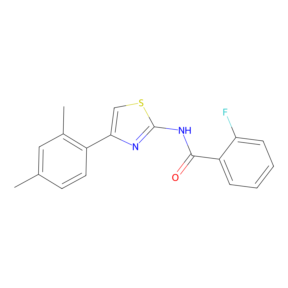 N-[4-(2,4-dimethylphenyl)-1,3-thiazol-2-yl]-2-fluorobenzamide molecular structure, CAS 313499-85-3