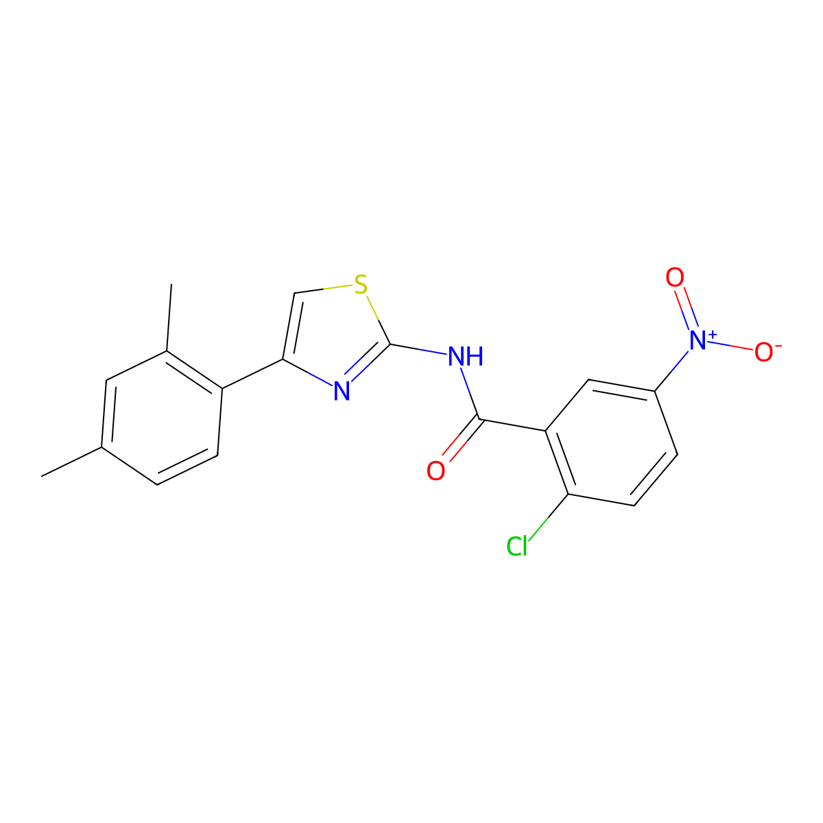 2-chloro-N-[4-(2,4-dimethylphenyl)-1,3-thiazol-2-yl]-5-nitrobenzamide molecular structure, CAS 313499-91-1