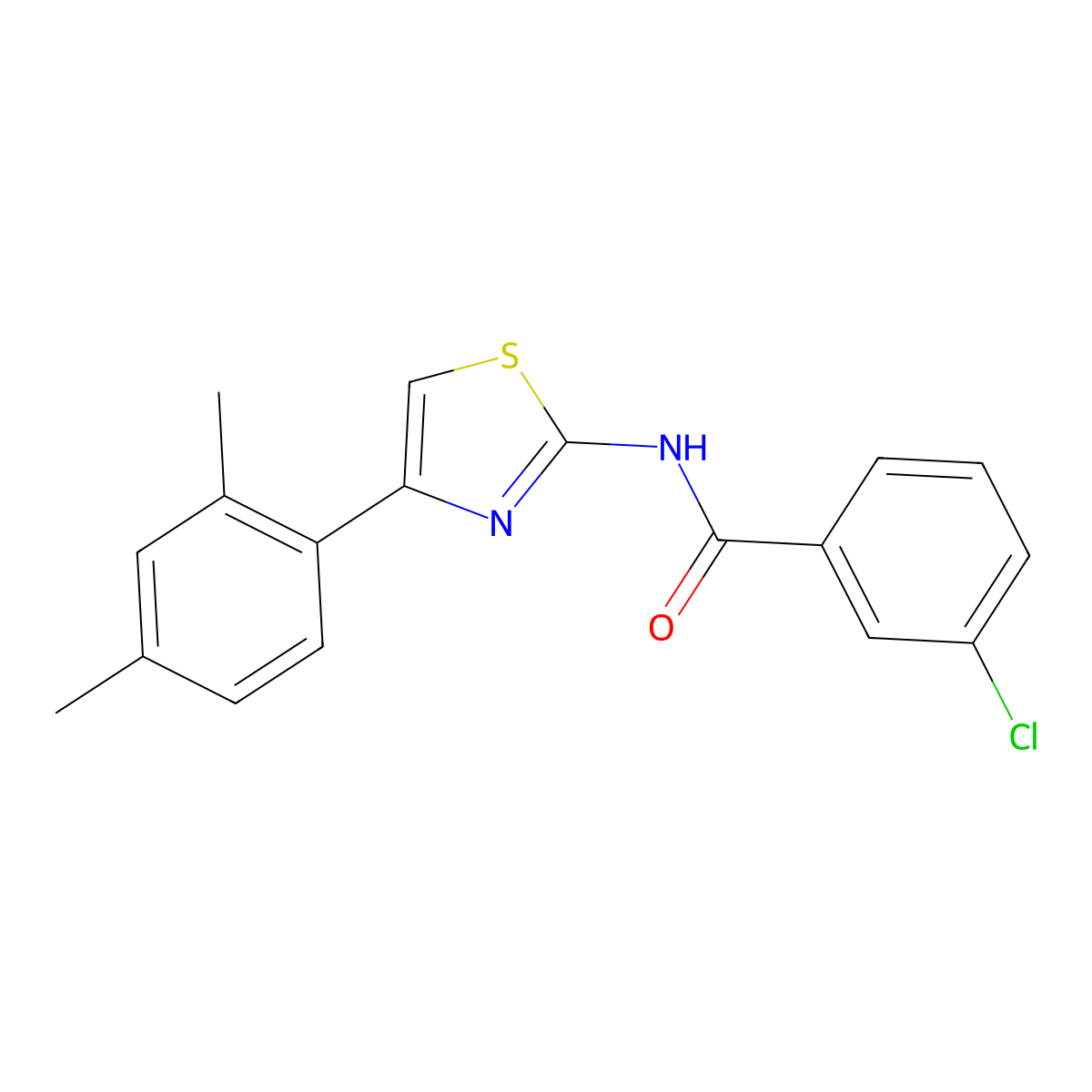 3-chloro-N-[4-(2,4-dimethylphenyl)-1,3-thiazol-2-yl]benzamide molecular structure, CAS 313499-94-4