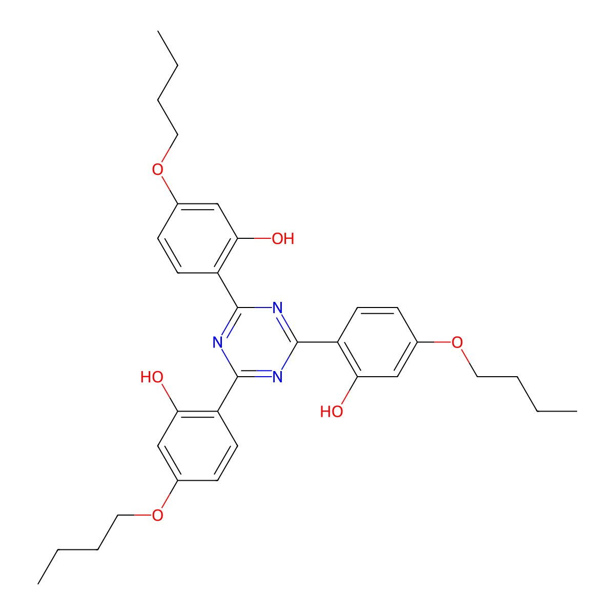 2,4,6-Tri(4'-butoxy-2'-hydroxyphenyl)-triazine molecular structure, CAS 3135-19-1