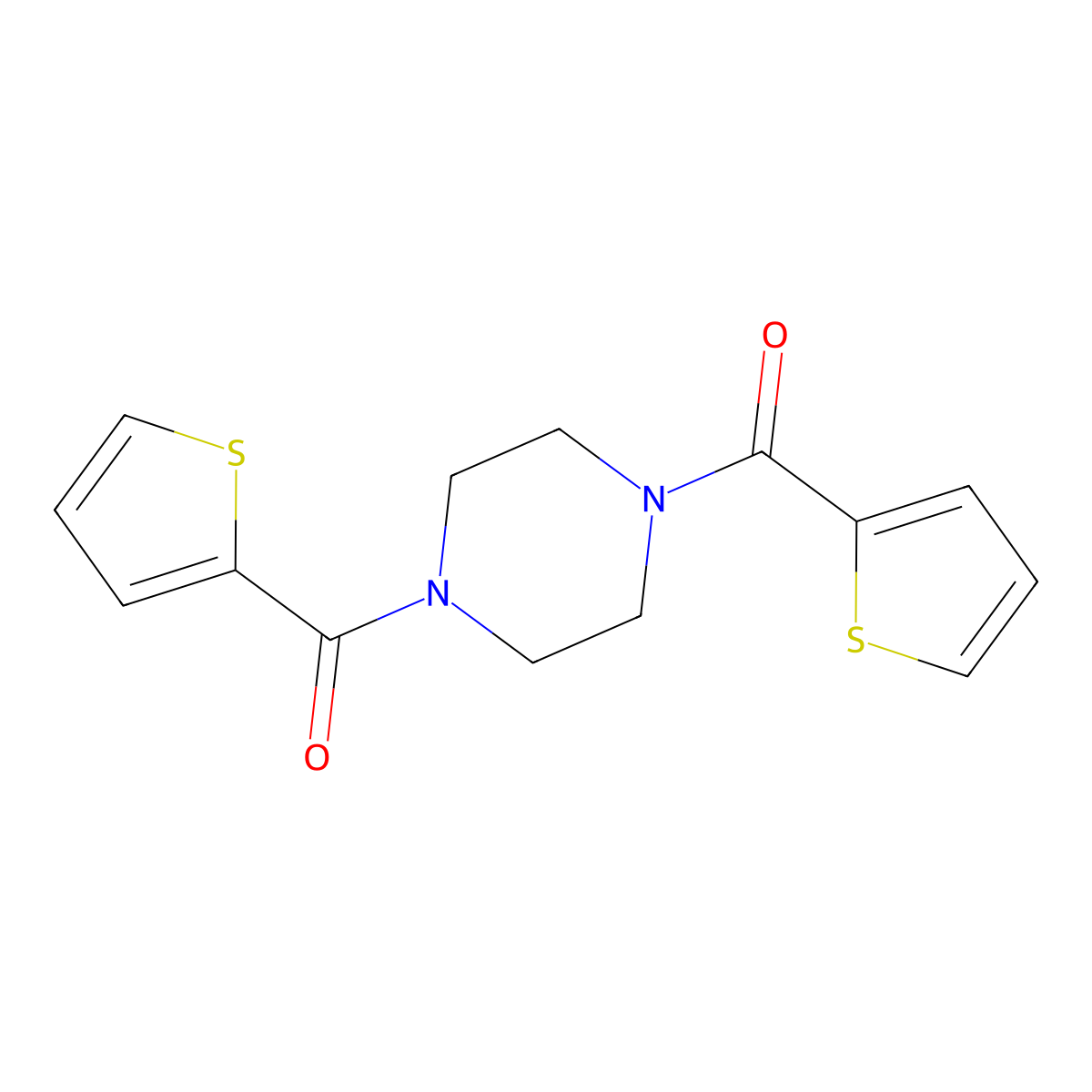2-Thienyl 4-(2-thienylcarbonyl)piperazinyl ketone molecular structure, CAS 31350-28-4