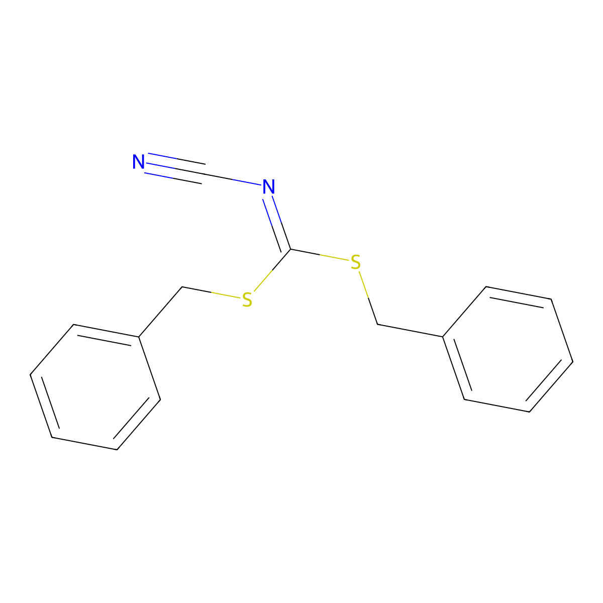 Dibenzyl cyanocarbonimidodithioate molecular structure, CAS 31350-31-9