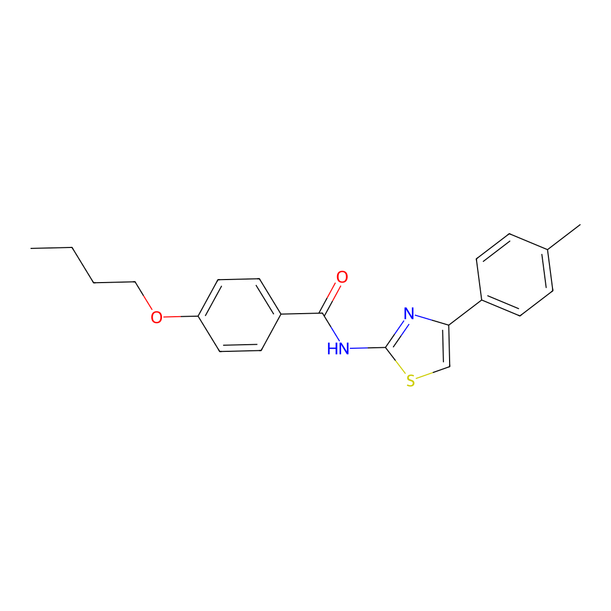 4-butoxy-N-[4-(4-methylphenyl)-1,3-thiazol-2-yl]benzamide molecular structure, CAS 313500-02-6