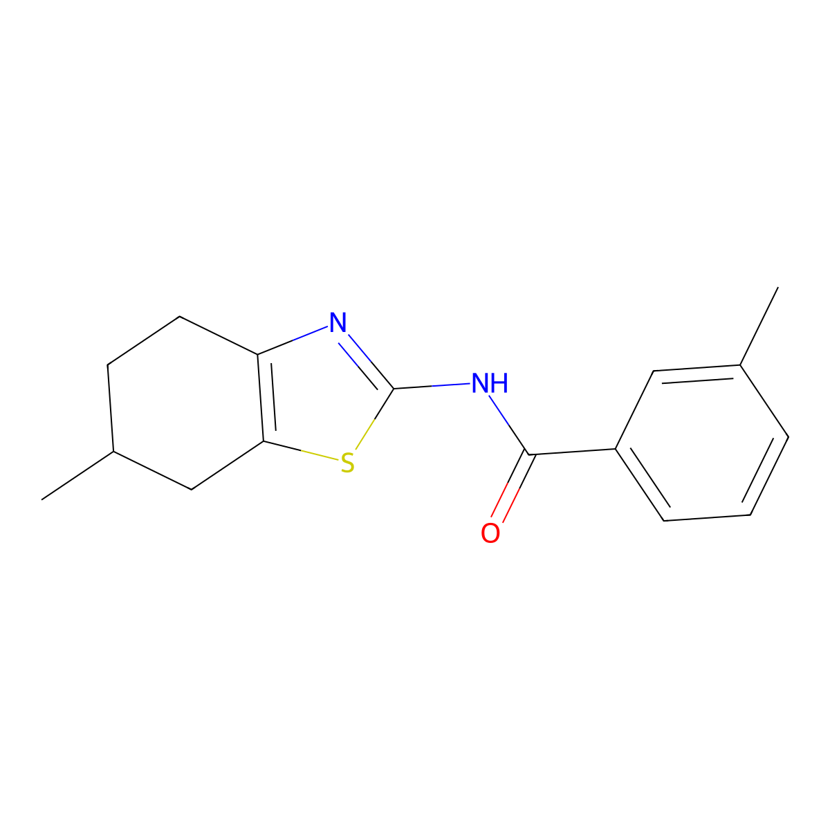 3-methyl-N-(6-methyl-4,5,6,7-tetrahydrobenzo[d]thiazol-2-yl)benzamide molecular structure, CAS 313500-20-8