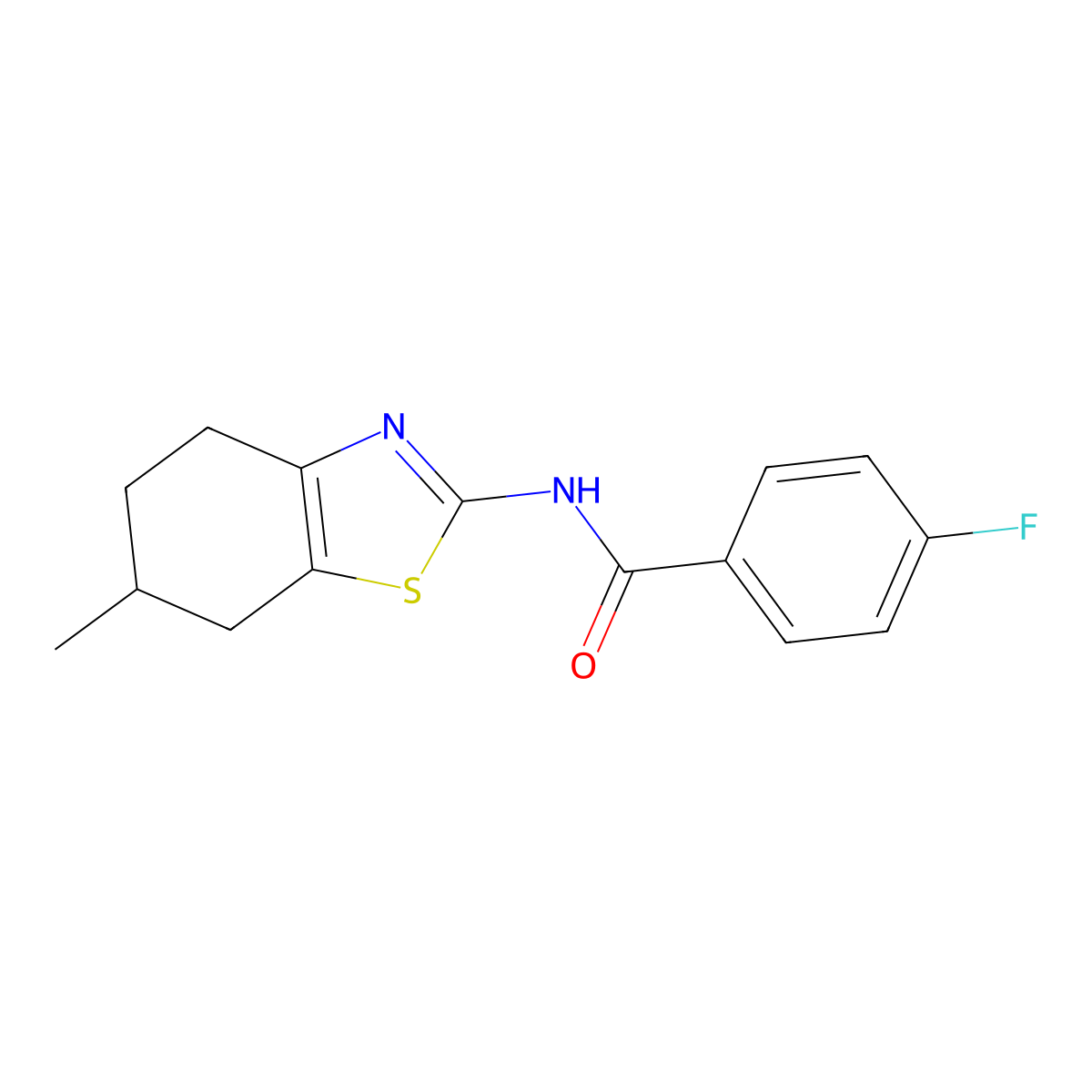4-fluoro-N-(6-methyl-4,5,6,7-tetrahydro-1,3-benzothiazol-2-yl)benzamide molecular structure, CAS 313500-22-0
