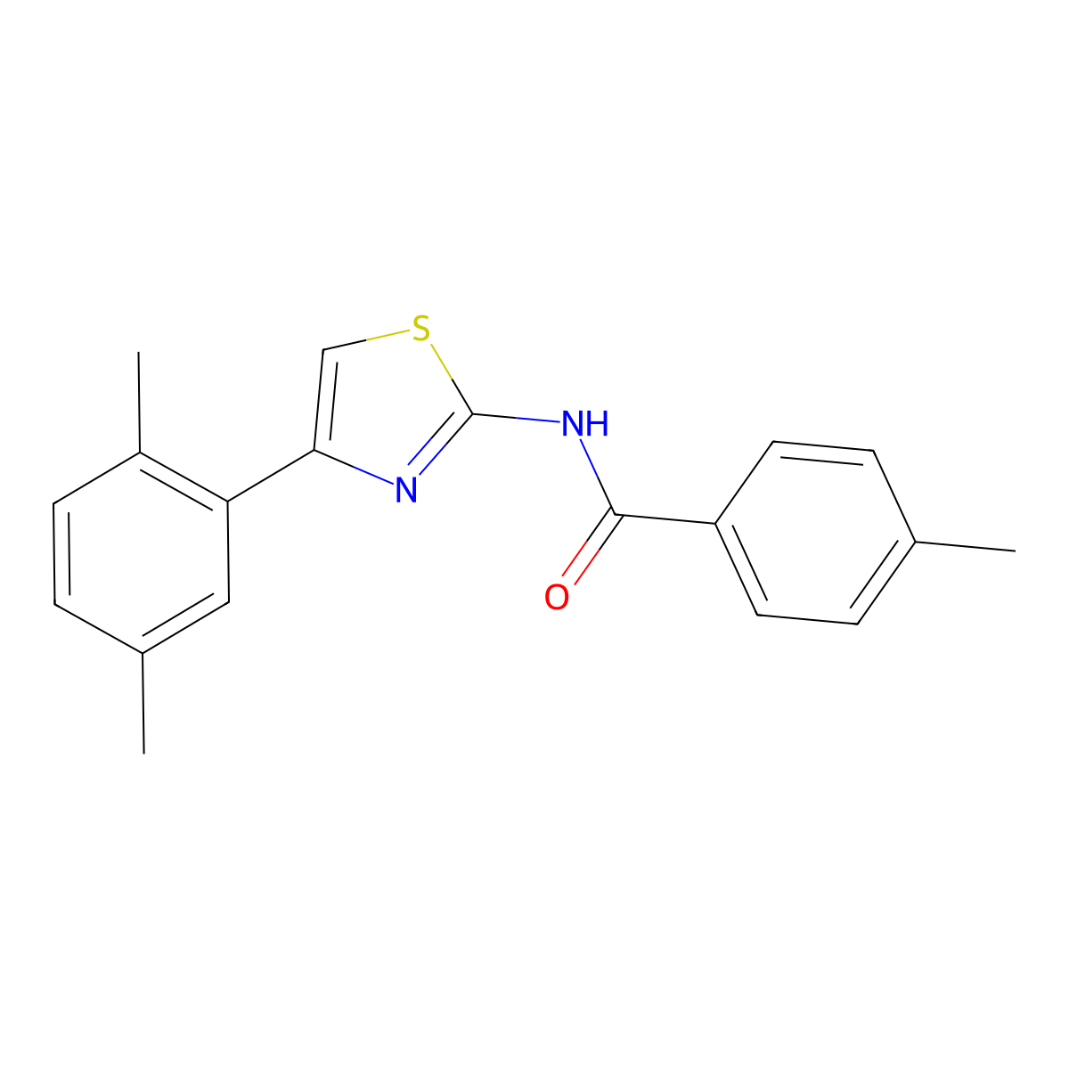 N-[4-(2,5-dimethylphenyl)-1,3-thiazol-2-yl]-4-methylbenzamide molecular structure, CAS 313500-28-6