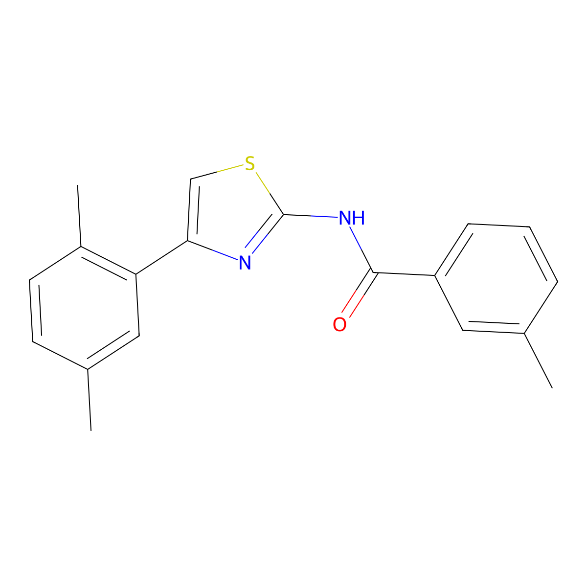 N-[4-(2,5-dimethylphenyl)-1,3-thiazol-2-yl]-3-methylbenzamide molecular structure, CAS 313500-29-7