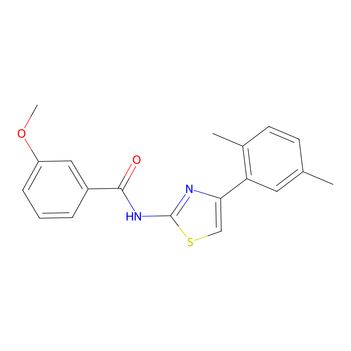 N-[4-(2,5-dimethylphenyl)-1,3-thiazol-2-yl]-3-methoxybenzamide molecular structure, CAS 313500-36-6