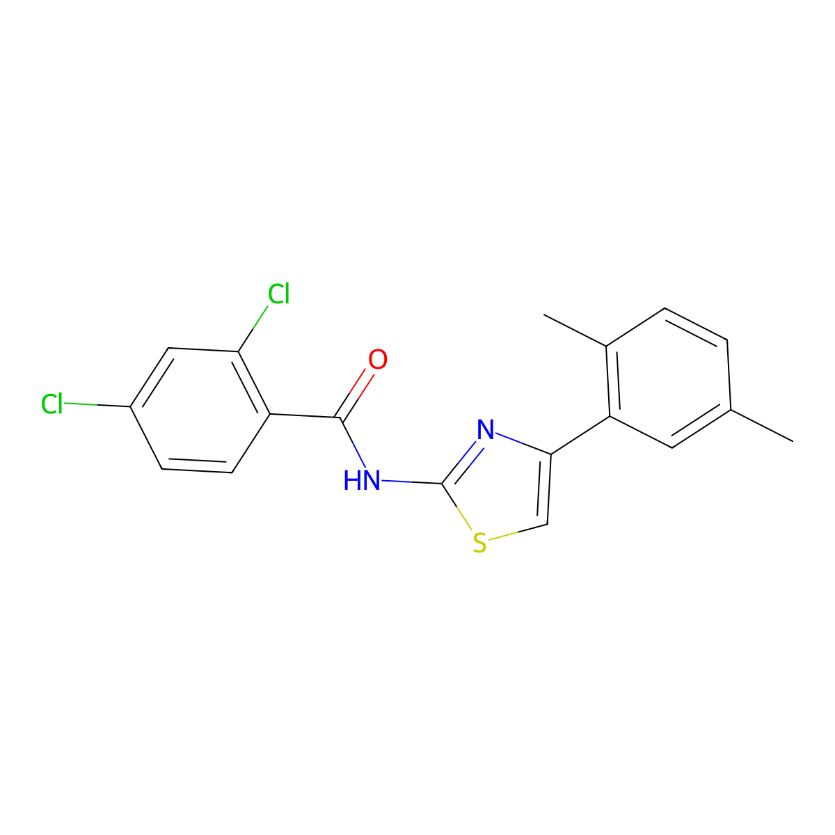 2,4-dichloro-N-[4-(2,5-dimethylphenyl)-1,3-thiazol-2-yl]benzamide molecular structure, CAS 313500-41-3