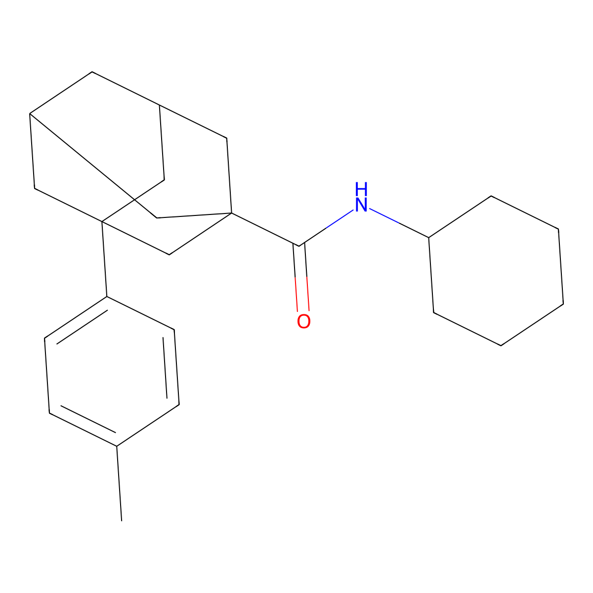 N-cyclohexyl-3-(4-methylphenyl)adamantane-1-carboxamide molecular structure, CAS 313500-73-1