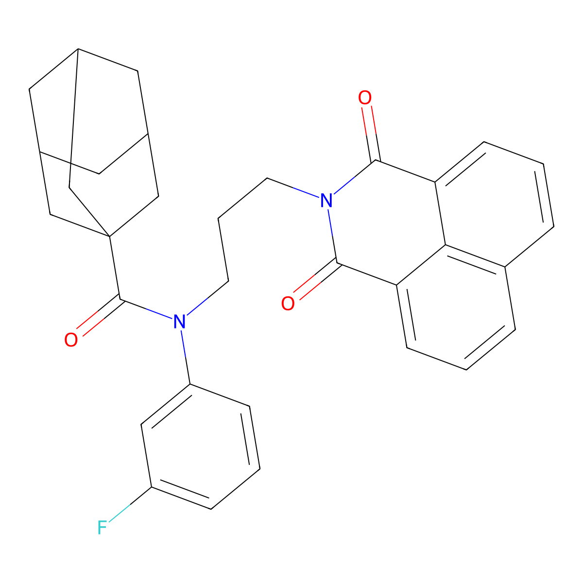 N-[3-(1,3-dioxobenzo[de]isoquinolin-2-yl)propyl]-N-(3-fluorophenyl)adamantane-1-carboxamide molecular structure, CAS 313502-04-4