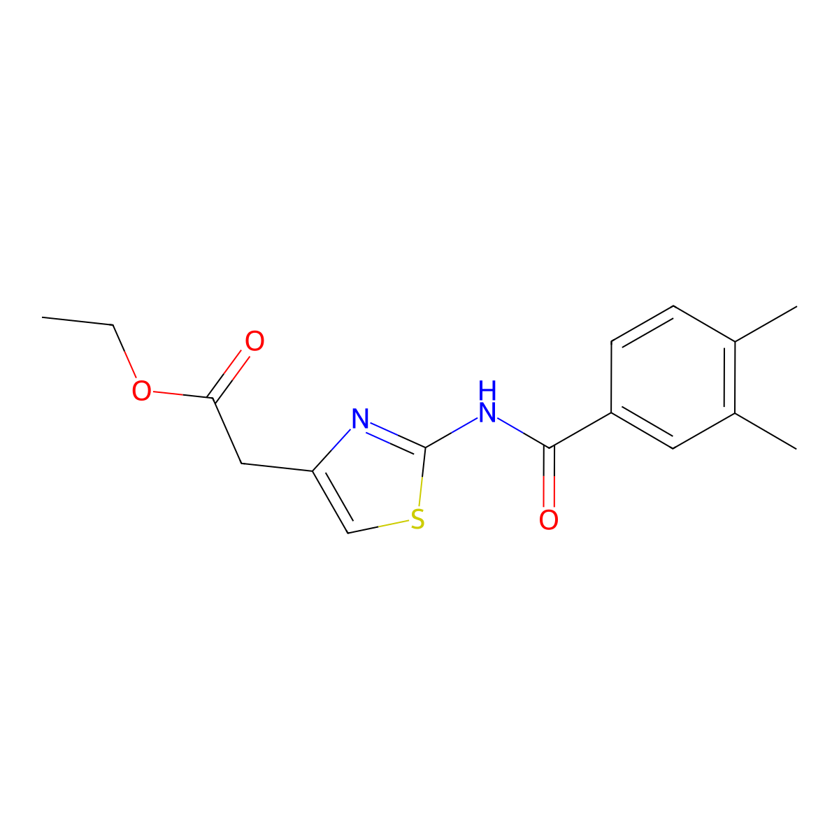 Ethyl (2-{[(3,4-dimethylphenyl)carbonyl]amino}-1,3-thiazol-4-yl)acetate molecular structure, CAS 313502-23-7