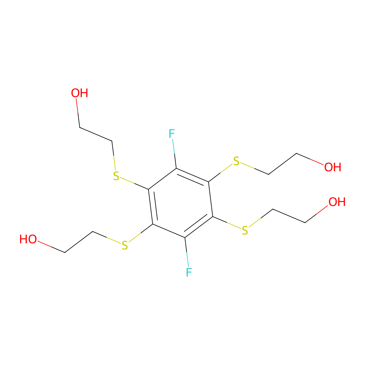 2-[2,5-Difluoro-3,4,6-tris(2-hydroxyethylsulfanyl)phenyl]sulfanylethanol molecular structure, CAS 313502-40-8