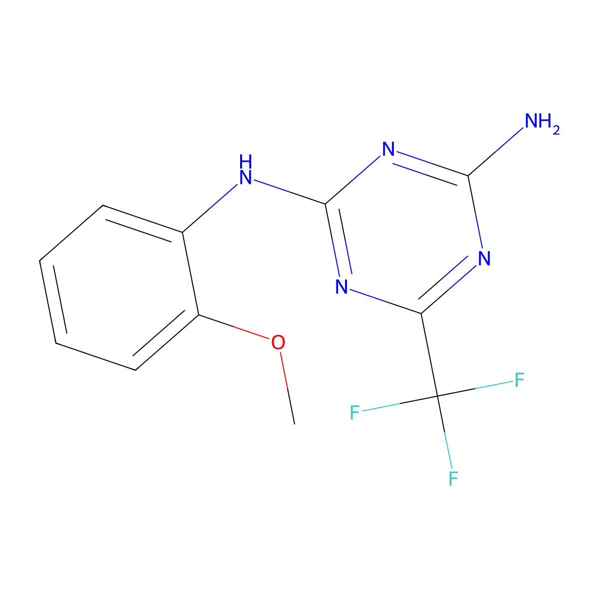 N-(2-methoxyphenyl)-6-(trifluoromethyl)-1,3,5-triazine-2,4-diamine molecular structure, CAS 313502-64-6