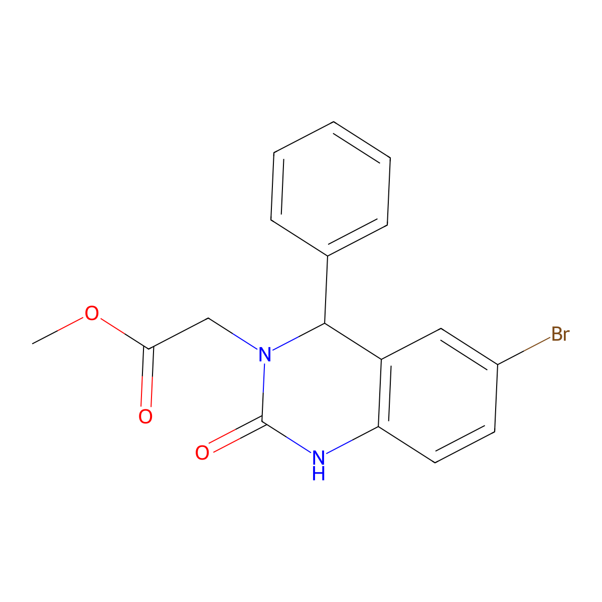 Methyl 2-(6-bromo-2-oxo-4-phenyl-1,4-dihydroquinazolin-3-yl)acetate molecular structure, CAS 313502-67-9