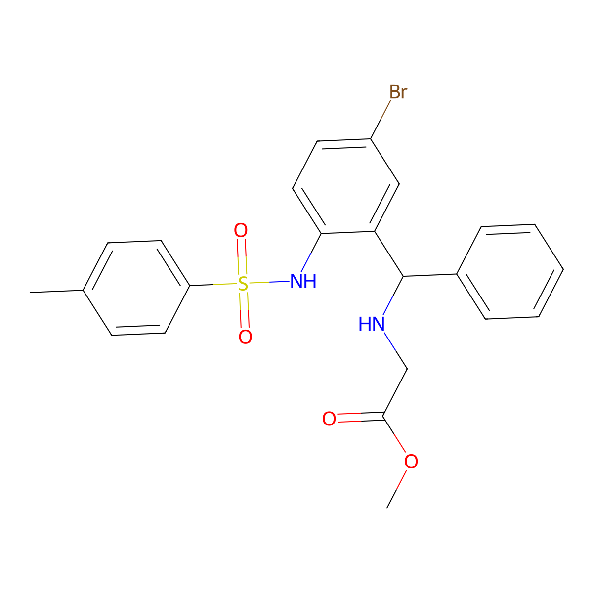 Methyl 2-[[[5-bromo-2-[(4-methylphenyl)sulfonylamino]phenyl]-phenylmethyl]amino]acetate molecular structure, CAS 313502-77-1