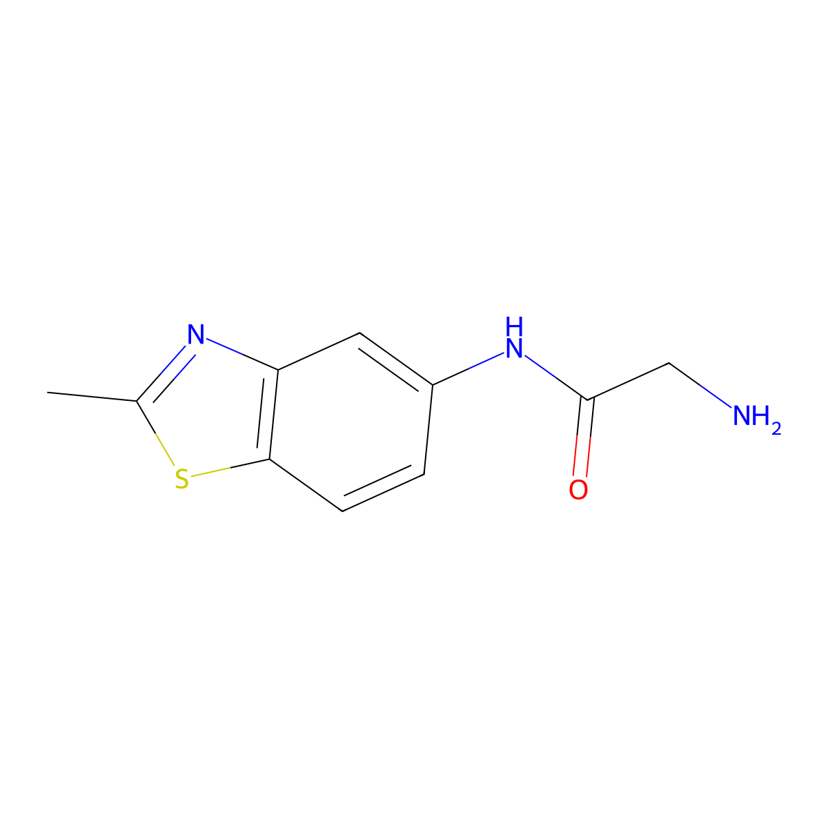 2-amino-N-(2-methyl-1,3-benzothiazol-5-yl)acetamide molecular structure, CAS 313502-87-3