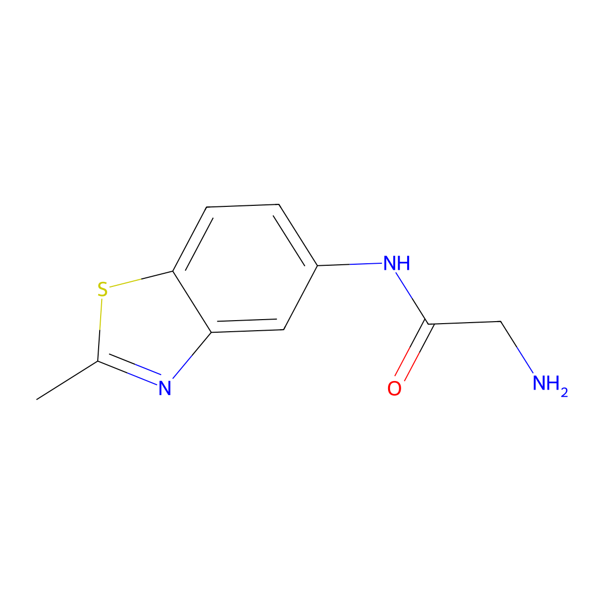 2-amino-N-(2-methyl-1,3-benzothiazol-5-yl)acetamide molecular structure, CAS 313502-87-3