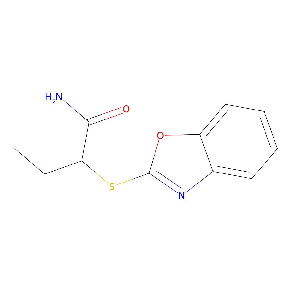 2-(1,3-Benzoxazol-2-ylsulfanyl)butanamide molecular structure, CAS 313503-25-2
