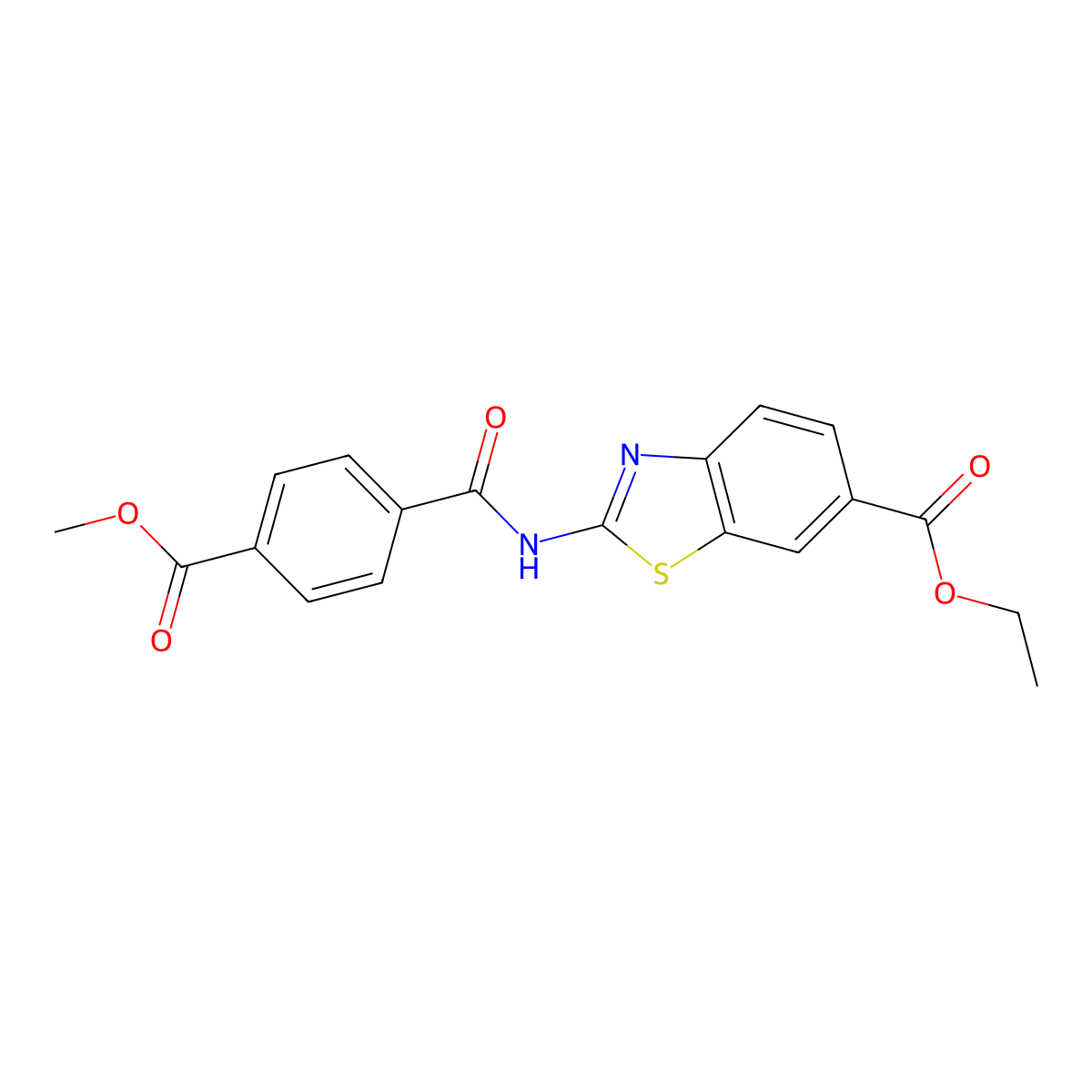 Ethyl 2-(4-(methoxycarbonyl)benzamido)benzo[d]thiazole-6-carboxylate molecular structure, CAS 313504-99-3