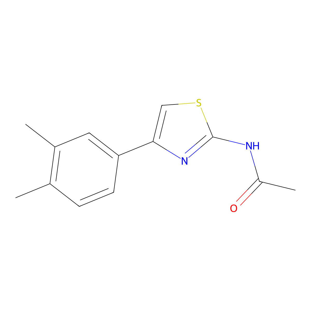 N-[4-(3,4-dimethylphenyl)-1,3-thiazol-2-yl]acetamide molecular structure, CAS 313505-09-8