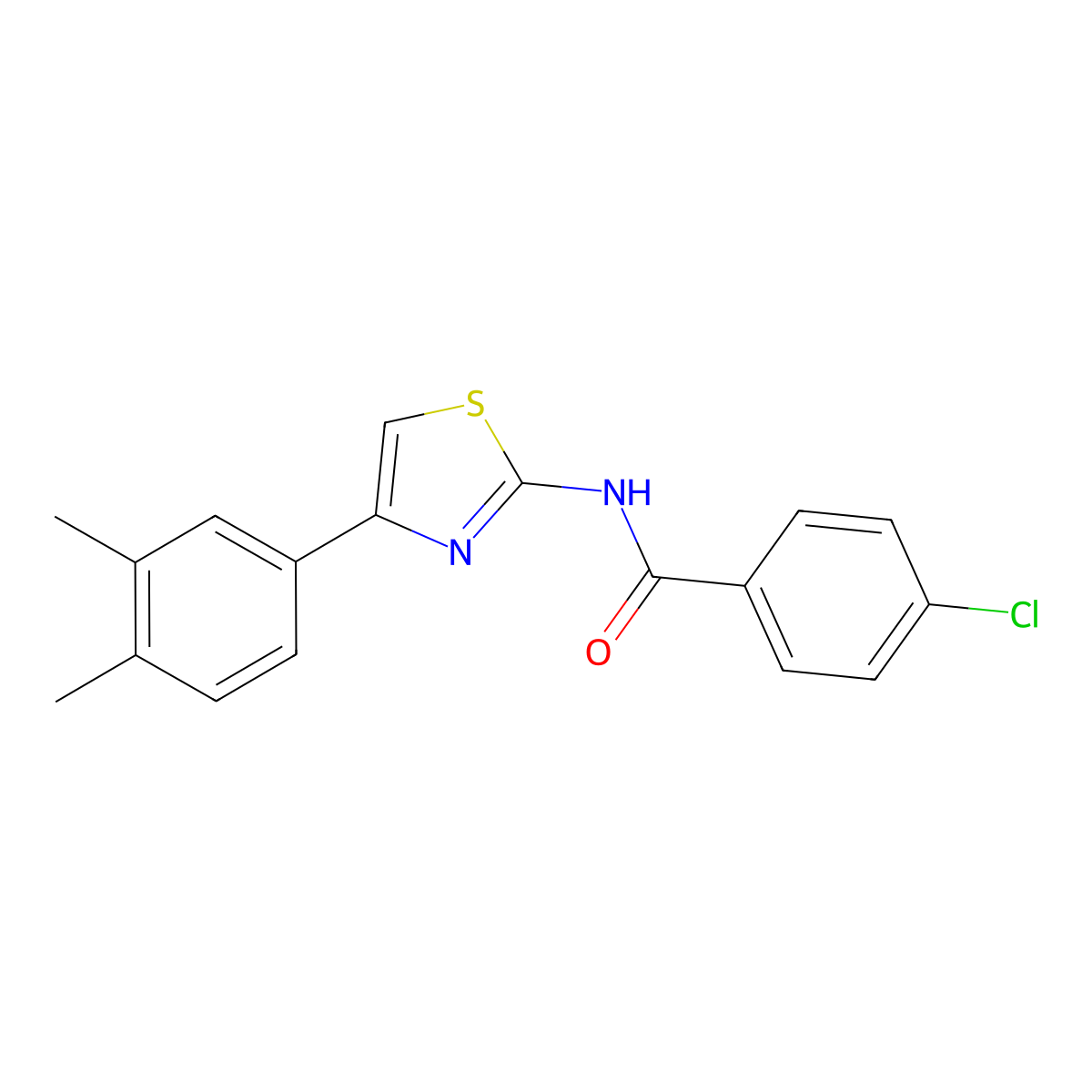 4-chloro-N-[4-(3,4-dimethylphenyl)-1,3-thiazol-2-yl]benzamide molecular structure, CAS 313505-11-2