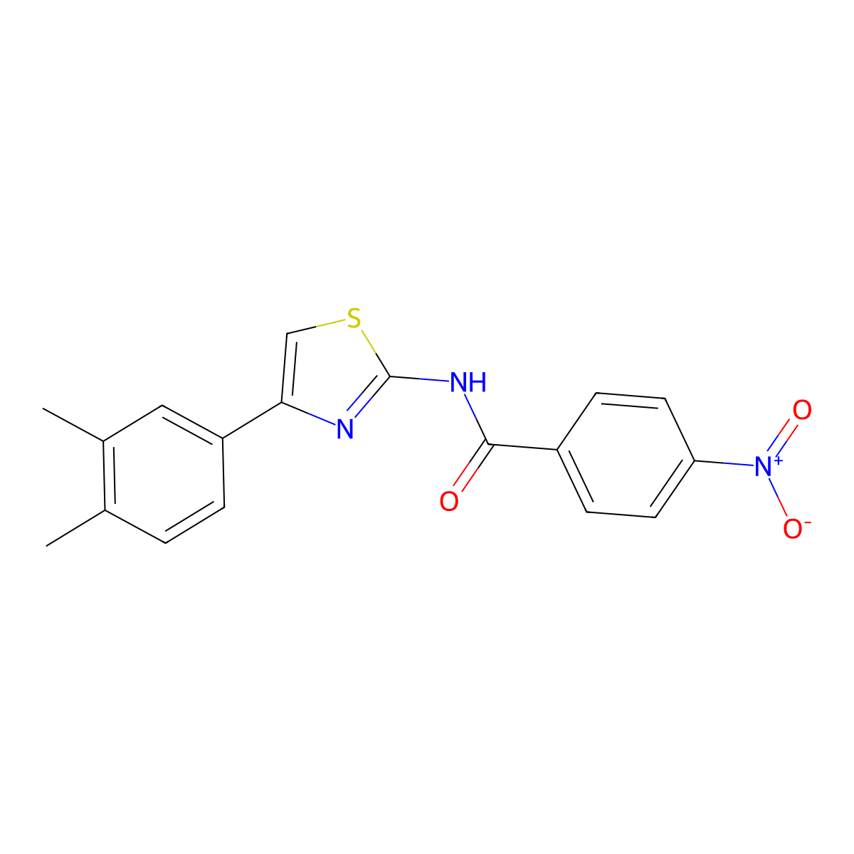 N-[4-(3,4-dimethylphenyl)-1,3-thiazol-2-yl]-4-nitrobenzamide molecular structure, CAS 313505-12-3