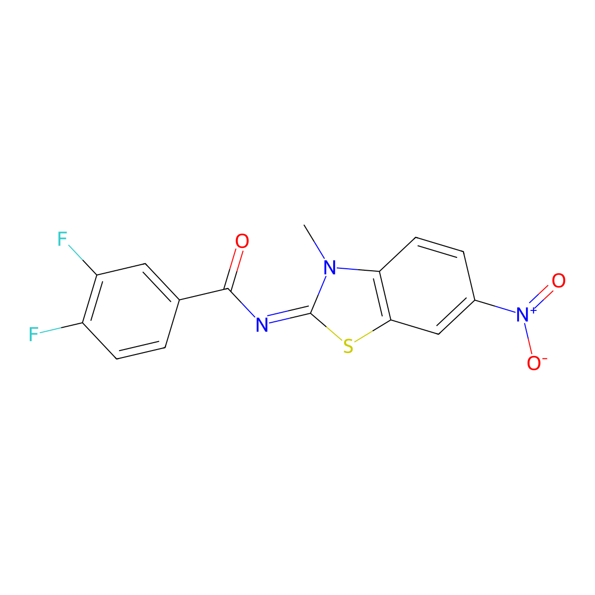 (E)-3,4-difluoro-N-(3-methyl-6-nitrobenzo[d]thiazol-2(3H)-ylidene)benzamide molecular structure, CAS 313505-31-6