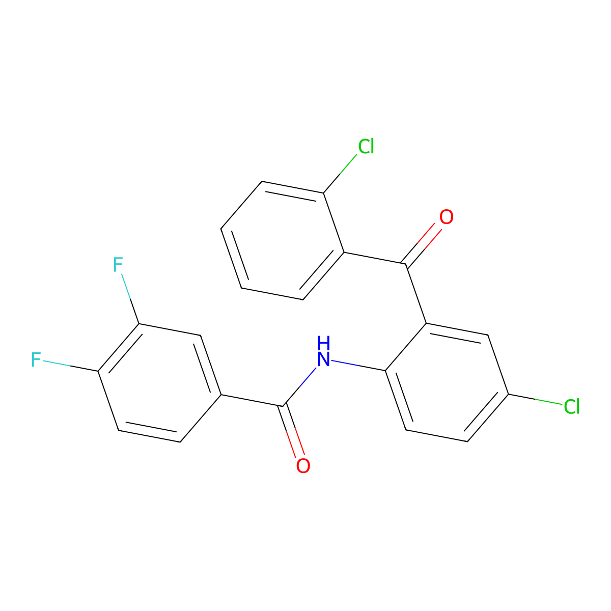 N-[4-chloro-2-(2-chlorobenzoyl)phenyl]-3,4-difluorobenzamide molecular structure, CAS 313505-34-9