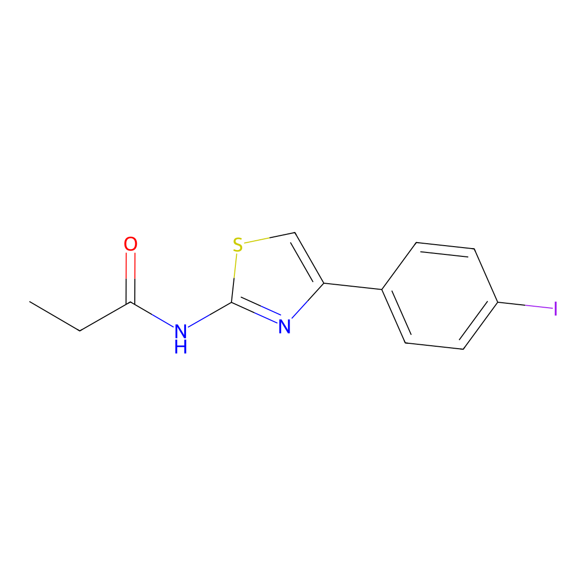 N-[4-(4-iodophenyl)-1,3-thiazol-2-yl]propanamide molecular structure, CAS 313505-38-3