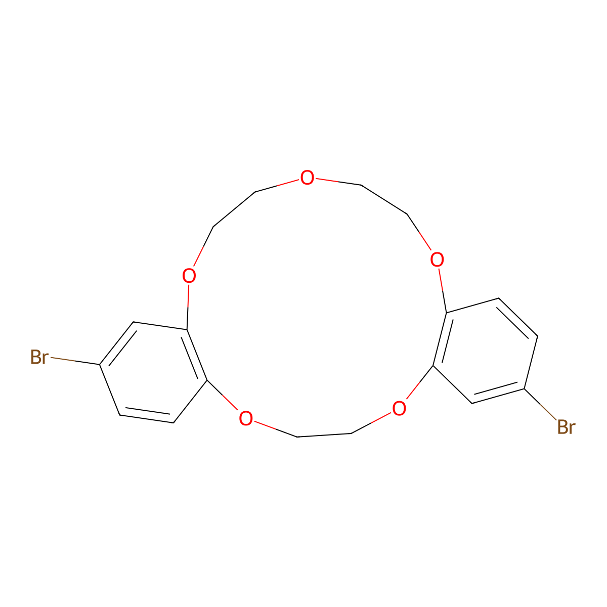 Dibenzo[b,h][1,4,7,10,13]pentaoxacyclopentadecin, 2,13-dibromo-6,7,9,10,17,18-hexahydro- molecular structure, CAS 313505-86-1
