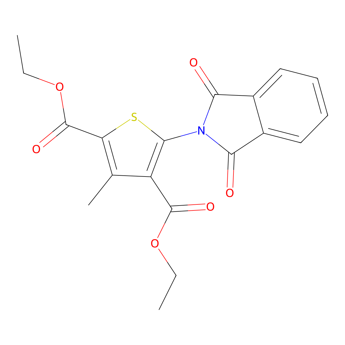 Diethyl 5-(1,3-dioxoisoindolin-2-yl)-3-methylthiophene-2,4-dicarboxylate molecular structure, CAS 313506-75-1