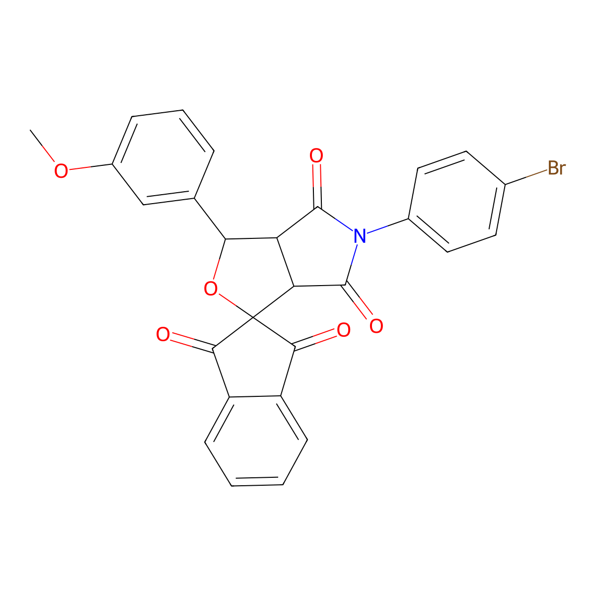 5-(4-bromophenyl)-1-(3-methoxyphenyl)spiro[3a,6a-dihydro-1H-furo[3,4-c]pyrrole-3,2'-indene]-1',3',4,6-tetrone molecular structure, CAS 313506-76-2