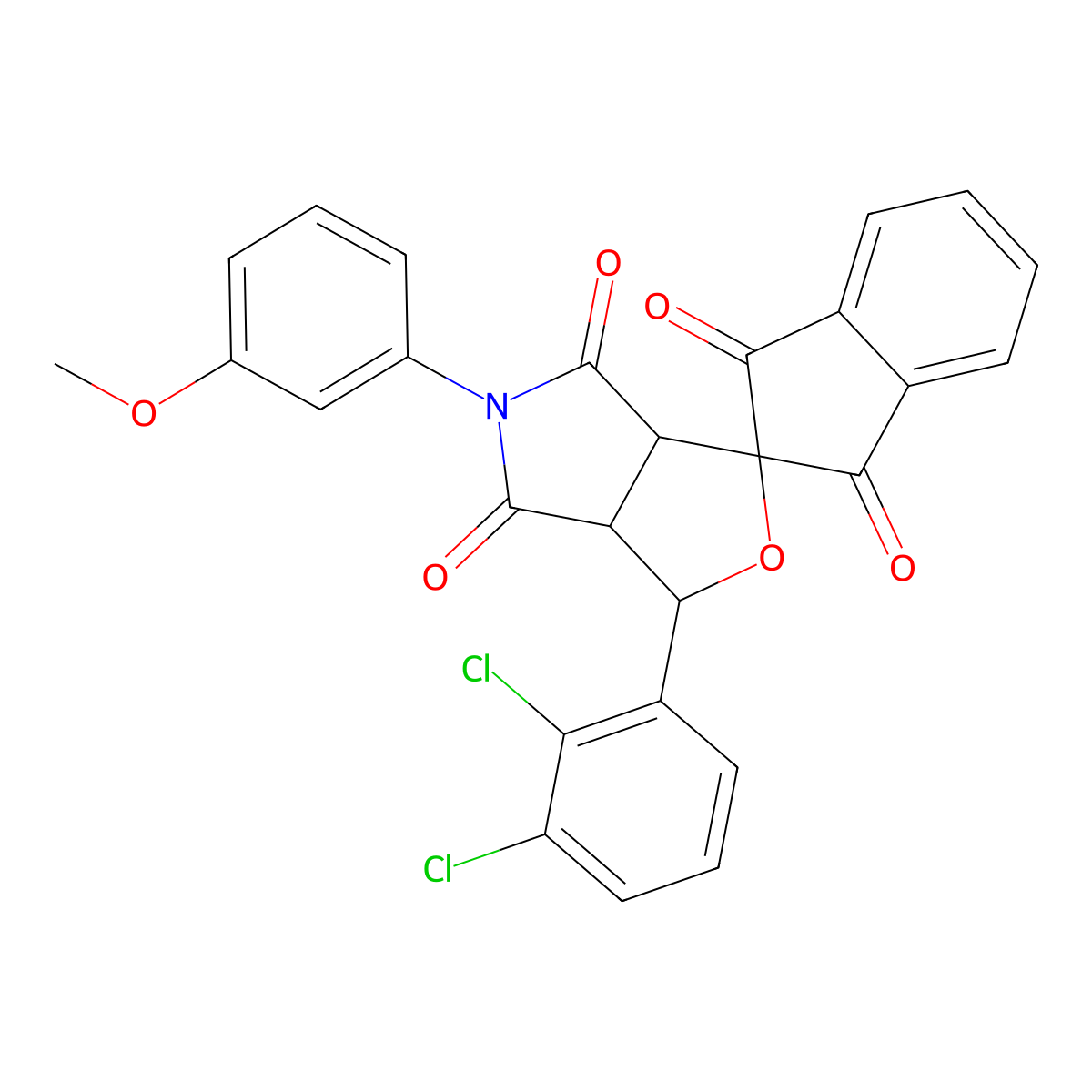 1-(2,3-dichlorophenyl)-5-(3-methoxyphenyl)spiro[3a,6a-dihydro-1H-furo[3,4-c]pyrrole-3,2'-indene]-1',3',4,6-tetrone molecular structure, CAS 313506-86-4