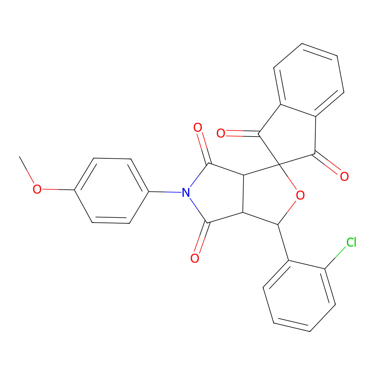 3-(2-chlorophenyl)-5-(4-methoxyphenyl)-3a,6a-dihydrospiro[furo[3,4-c]pyrrole-1,2'-indene]-1',3',4,6(3H,5H)-tetrone molecular structure, CAS 313506-89-7
