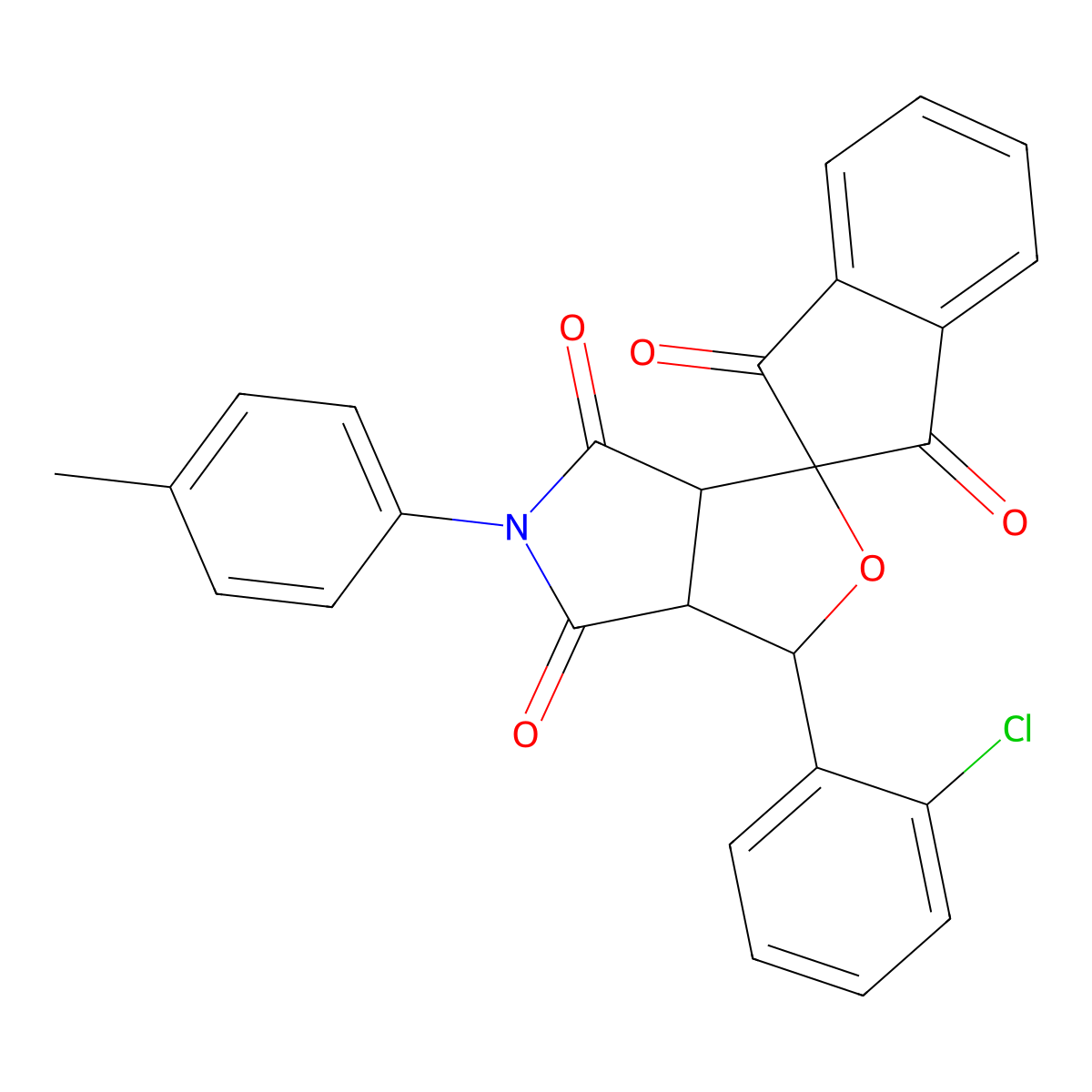 3-(2-chlorophenyl)-5-(4-methylphenyl)-3a,6a-dihydrospiro[furo[3,4-c]pyrrole-1,2'-indene]-1',3',4,6(3H,5H)-tetrone molecular structure, CAS 313506-96-6