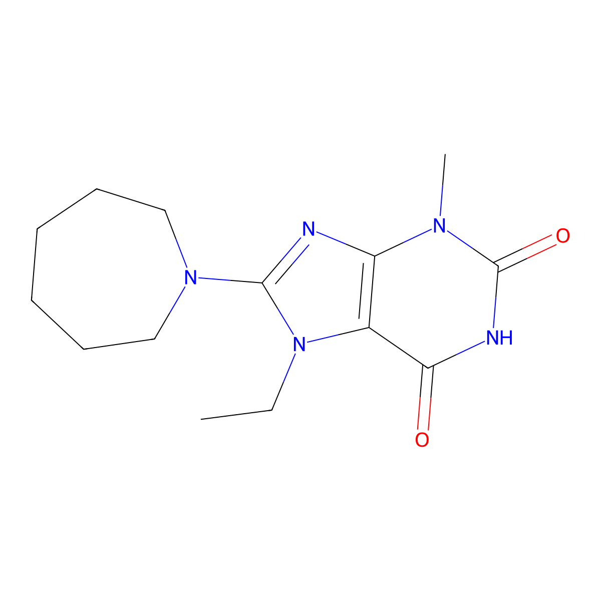 8-(Azepan-1-yl)-7-ethyl-3-methylpurine-2,6-dione molecular structure, CAS 313507-16-3