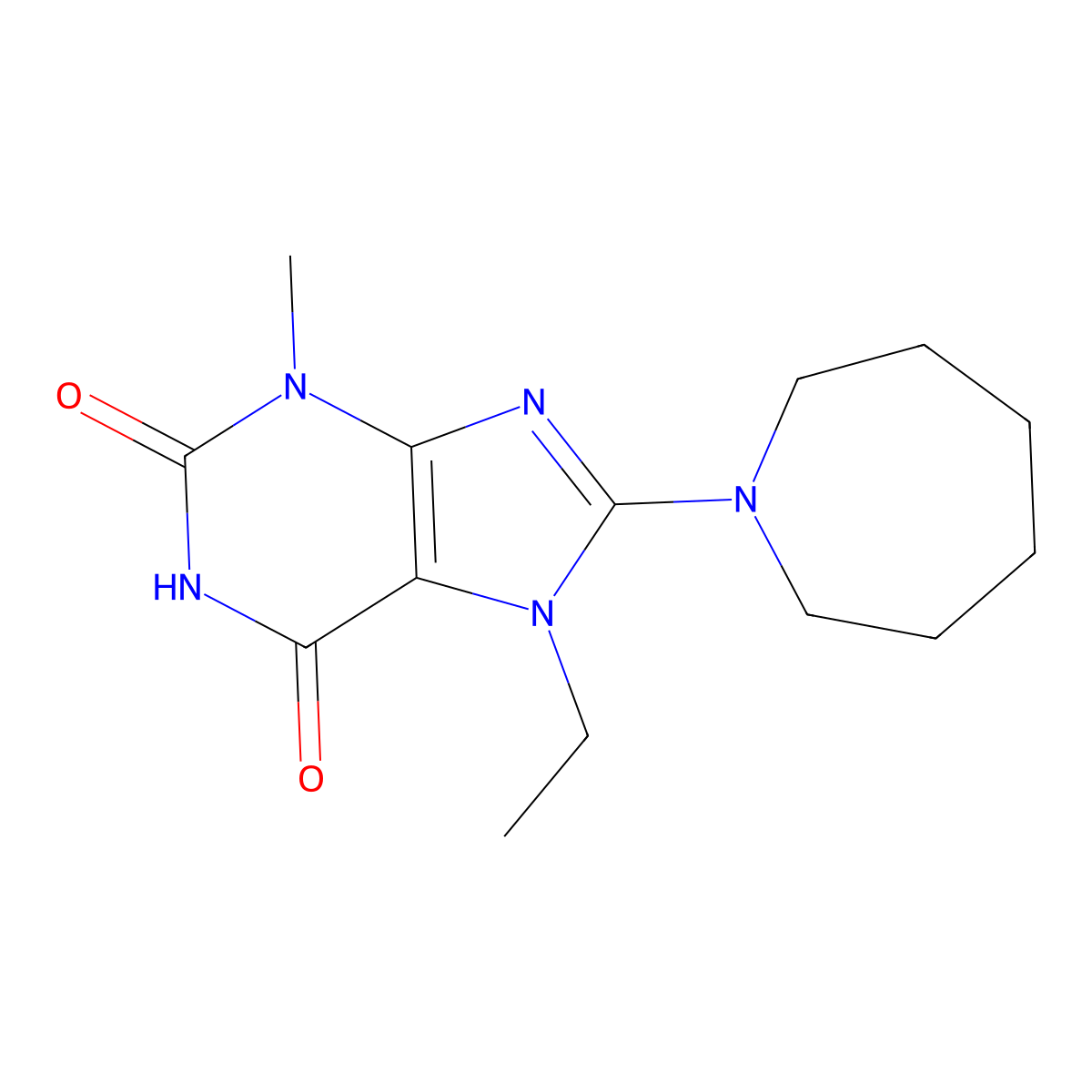 8-(Azepan-1-yl)-7-ethyl-3-methylpurine-2,6-dione molecular structure, CAS 313507-16-3