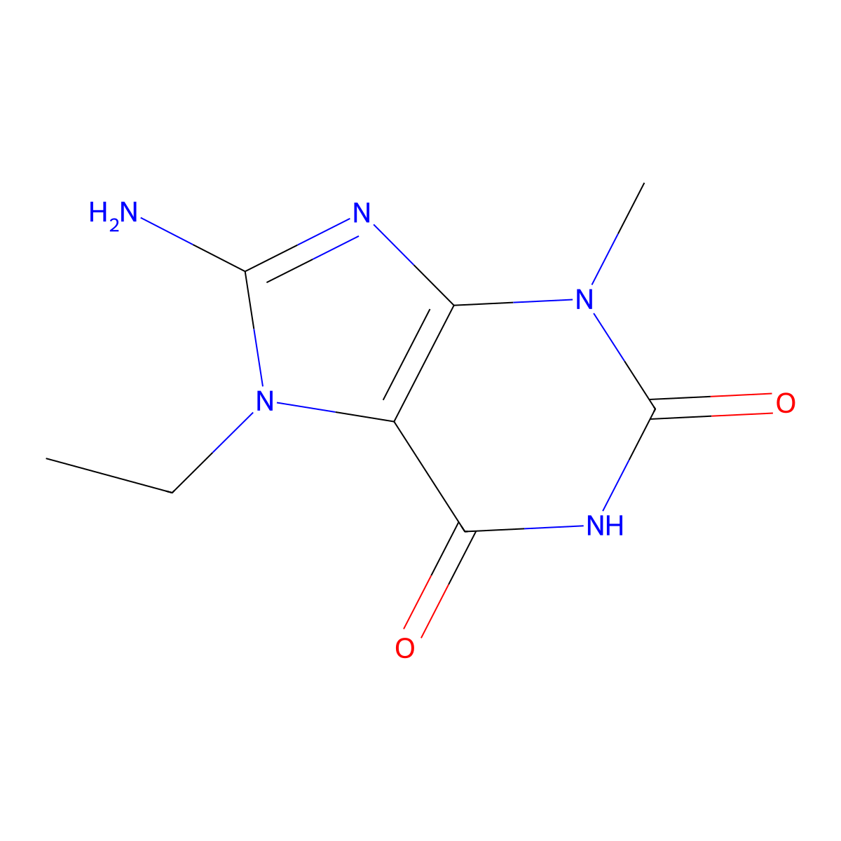 8-amino-7-ethyl-3-methyl-1H-purine-2,6(3H,7H)-dione molecular structure, CAS 313507-18-5