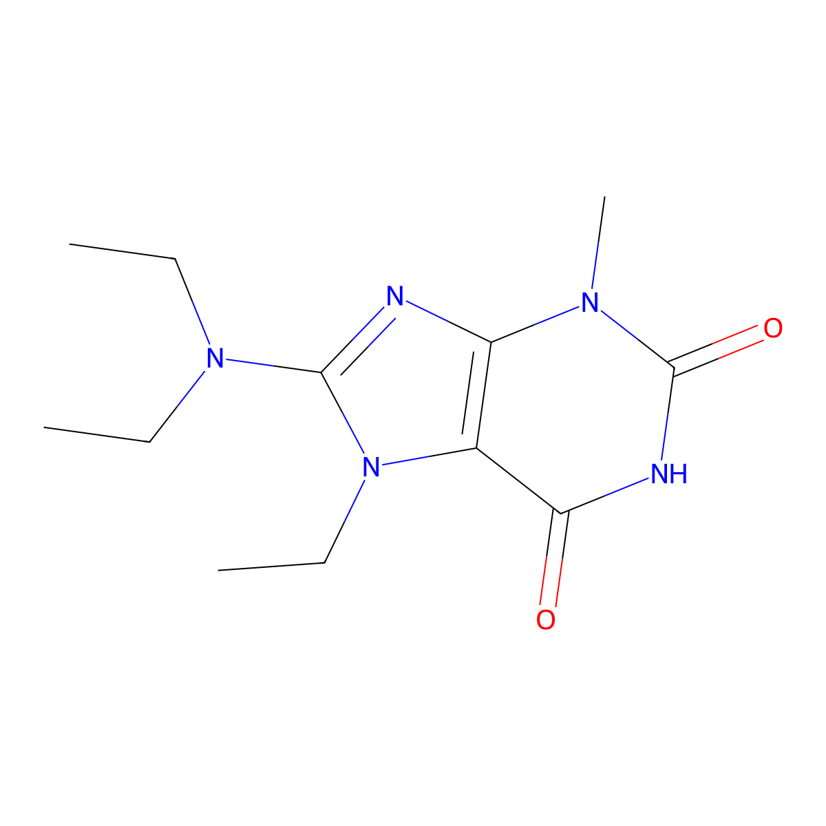 8-(Diethylamino)-7-ethyl-3,7-dihydro-3-methyl-1H-purine-2,6-dione molecular structure, CAS 313507-19-6