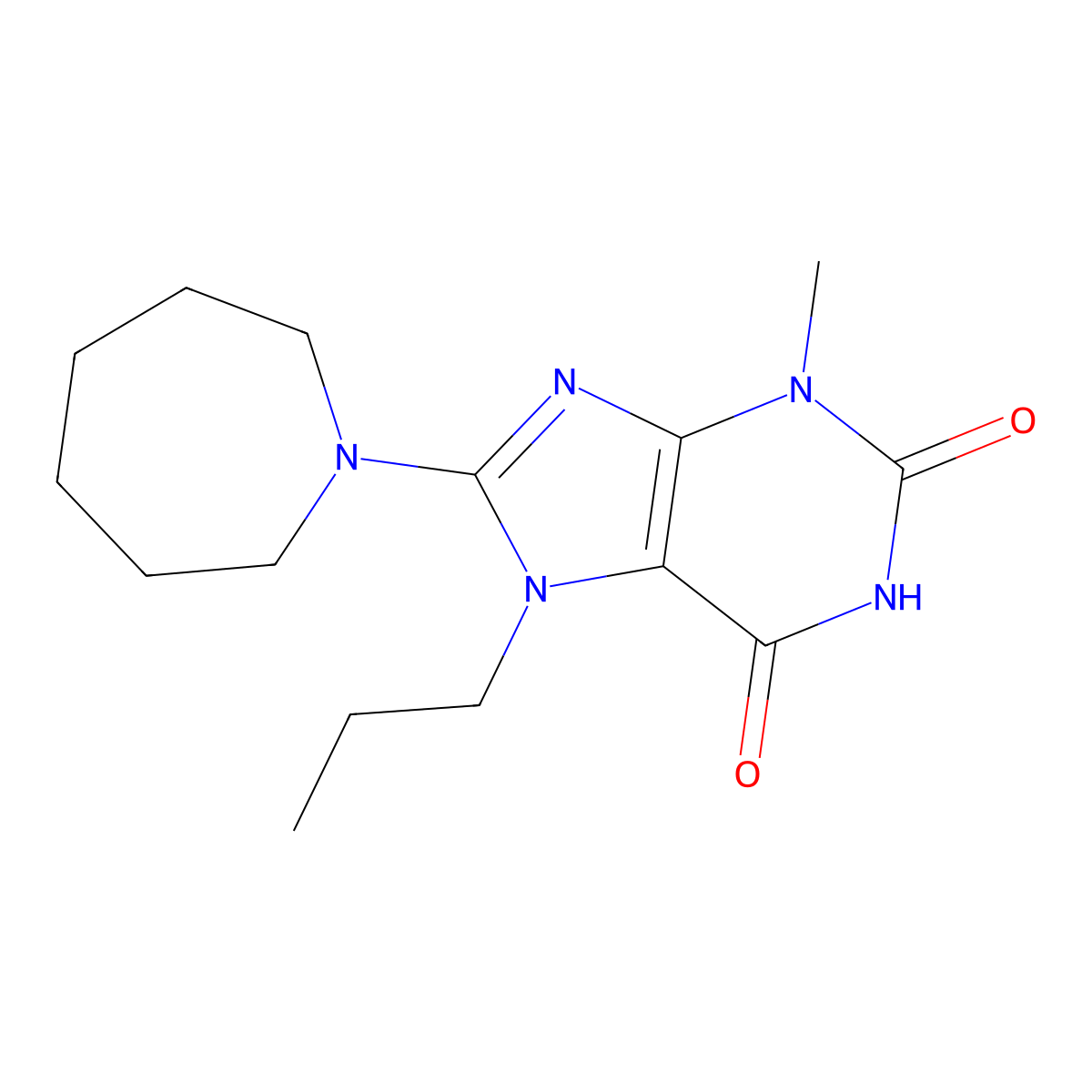 8-(Azepan-1-yl)-3-methyl-7-propylpurine-2,6-dione molecular structure, CAS 313507-27-6