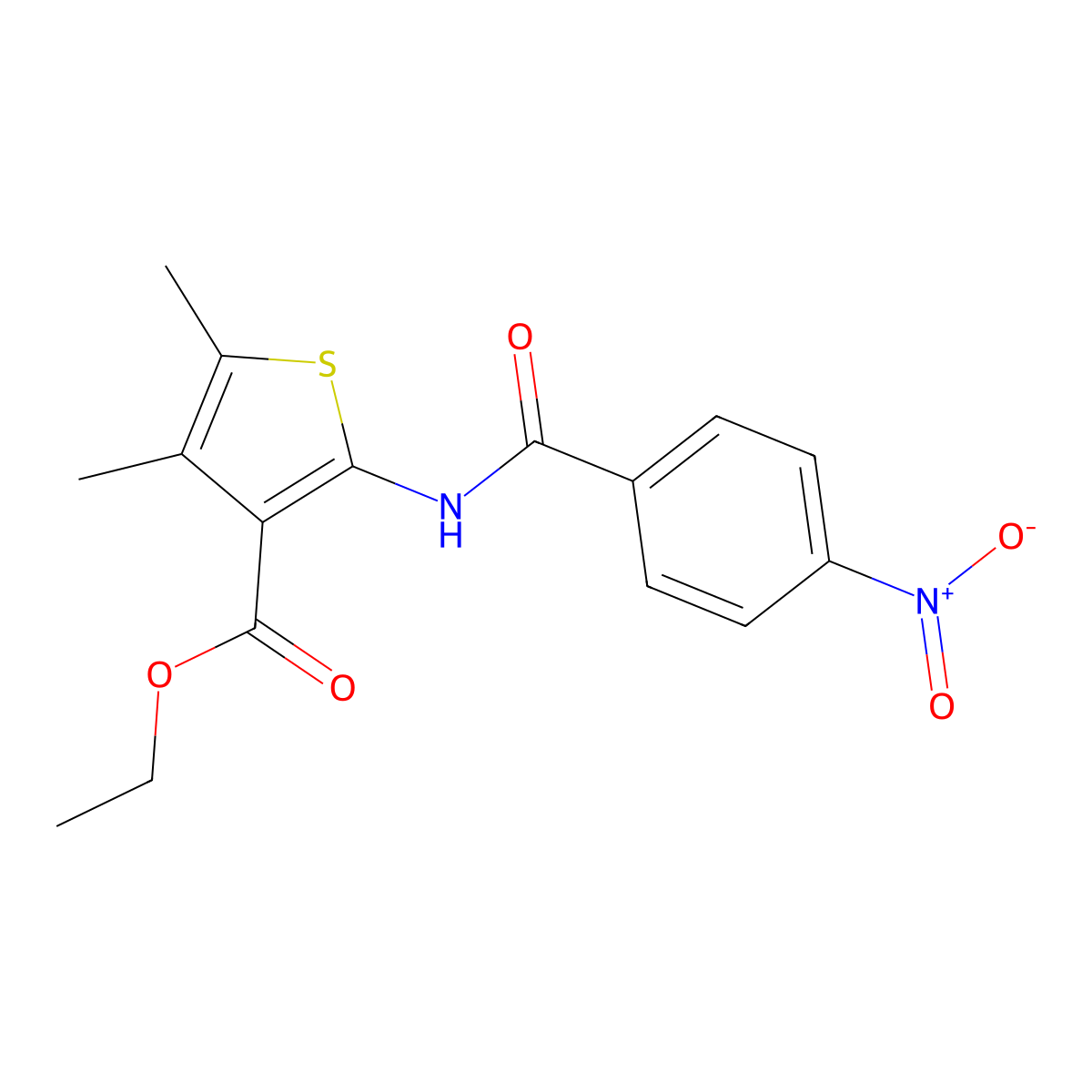 Ethyl 4,5-dimethyl-2-(4-nitrobenzamido)thiophene-3-carboxylate molecular structure, CAS 313507-39-0