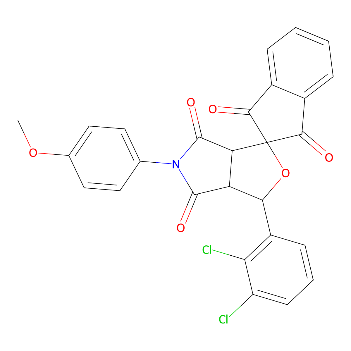 1-(2,3-dichlorophenyl)-5-(4-methoxyphenyl)spiro[3a,6a-dihydro-1H-furo[3,4-c]pyrrole-3,2'-indene]-1',3',4,6-tetrone molecular structure, CAS 313507-51-6
