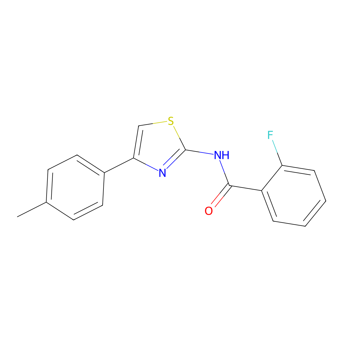 2-fluoro-N-[4-(4-methylphenyl)-1,3-thiazol-2-yl]benzamide molecular structure, CAS 313507-83-4