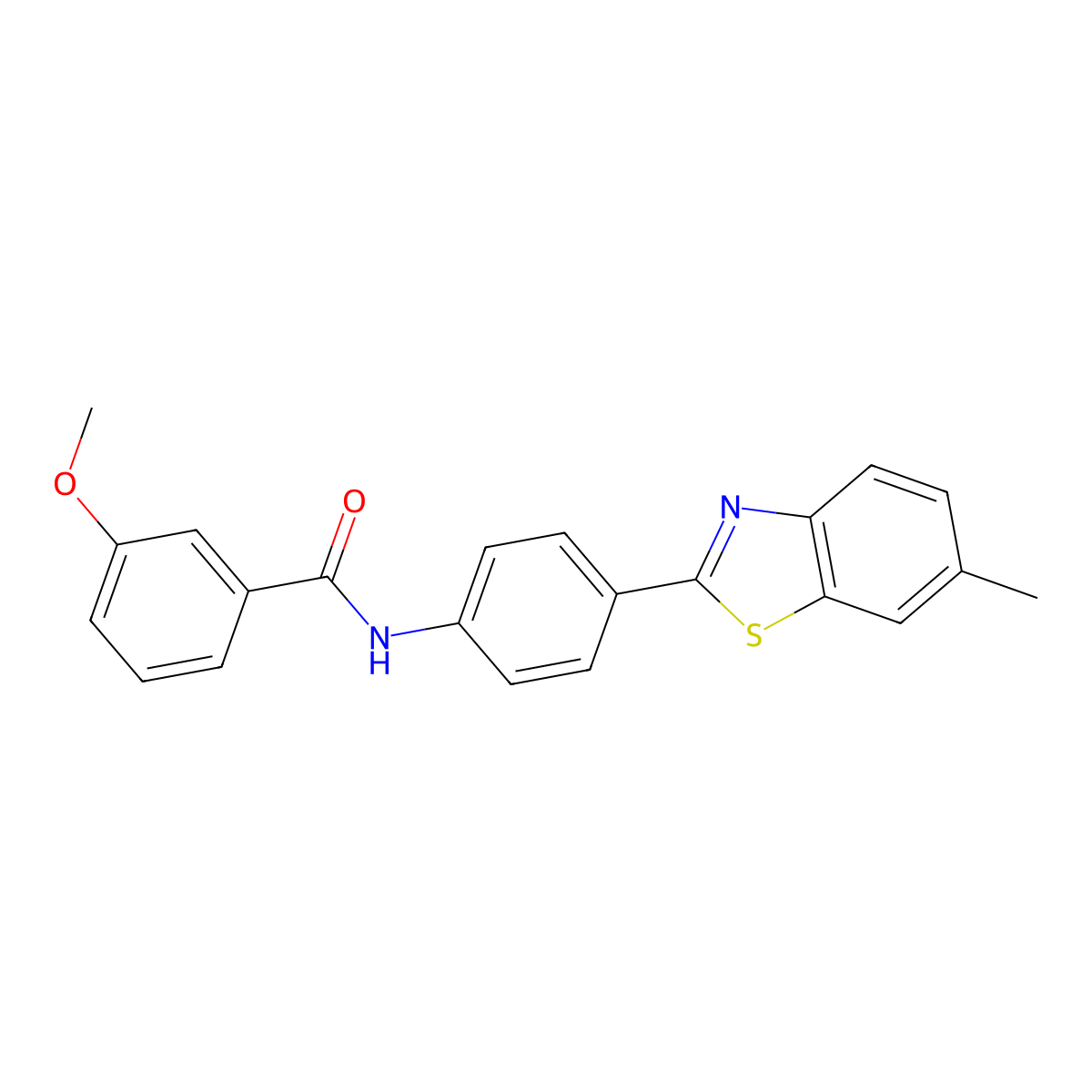 3-methoxy-N-[4-(6-methyl-1,3-benzothiazol-2-yl)phenyl]benzamide molecular structure, CAS 313508-30-4