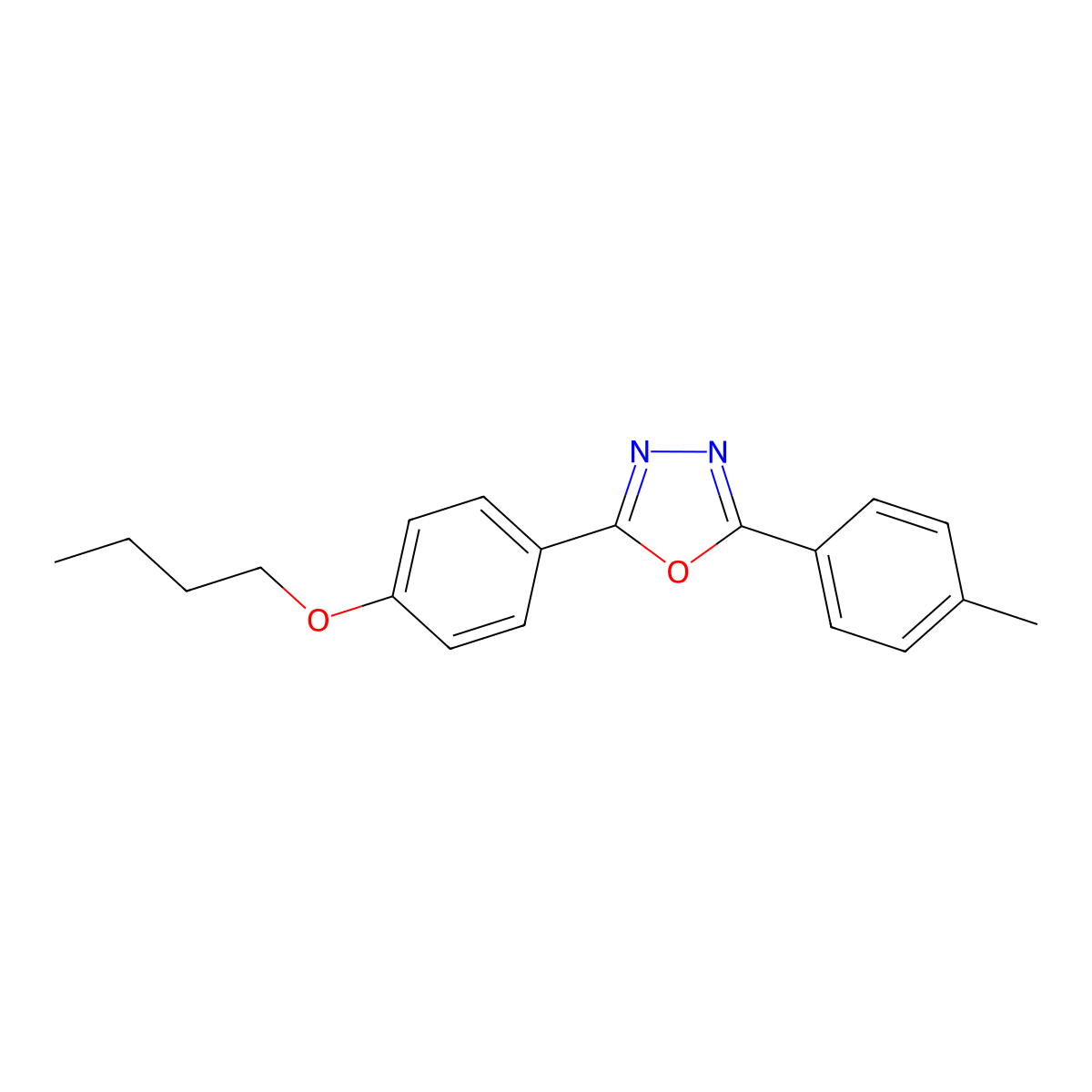 2-(4-Butoxyphenyl)-5-(4-methylphenyl)-1,3,4-oxadiazole molecular structure, CAS 313508-79-1